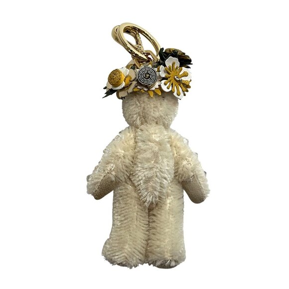 Prada Teddy Bear Bag Charm with Metal Ring in White - Picture 5 of 5